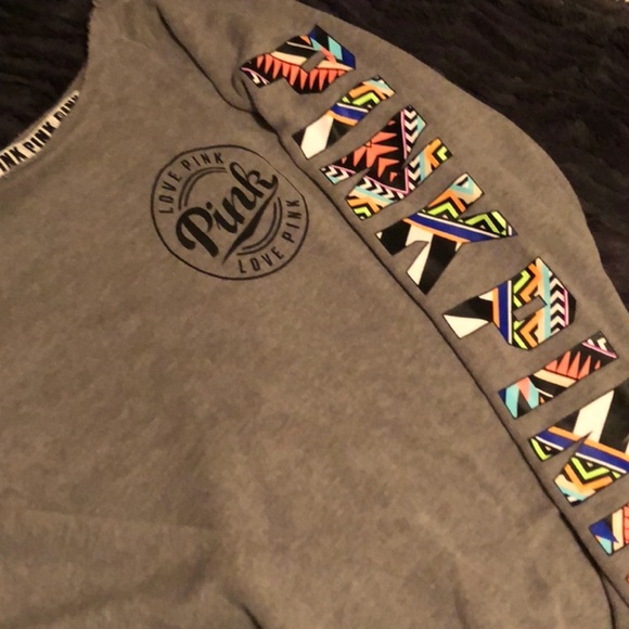 VS PINK AZTEC SLOUCHY CREW OFF SHOULDER SWEATSHIRT - Picture 9 of 13